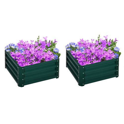 Set of 2 Durable Galvanised Raised Garden Planters - Easy Assembly!