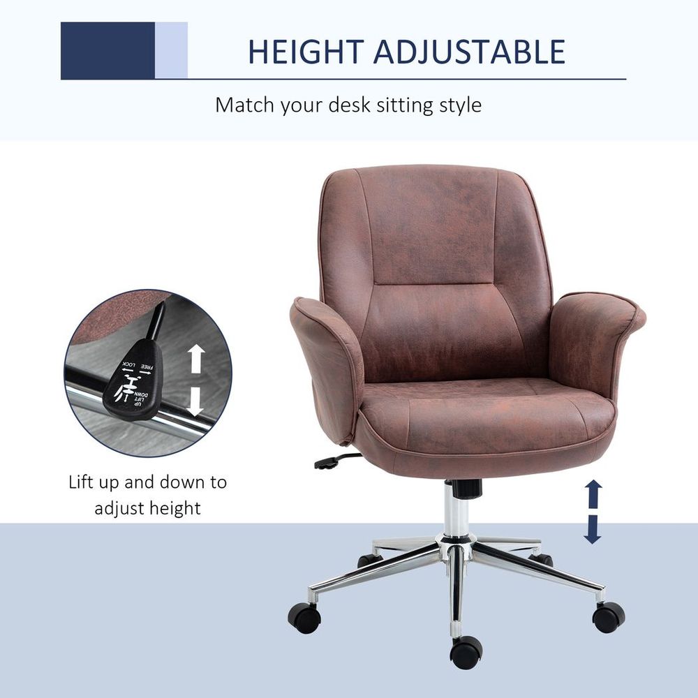 Red Microfibre Office Desk Chair with Swivel Wheels and Tilt Function for Comfort