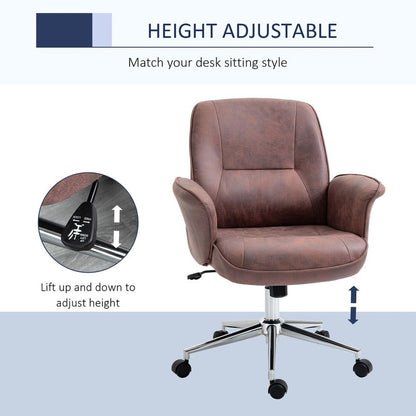 Red Microfibre Office Desk Chair with Swivel Wheels and Tilt Function for Comfort