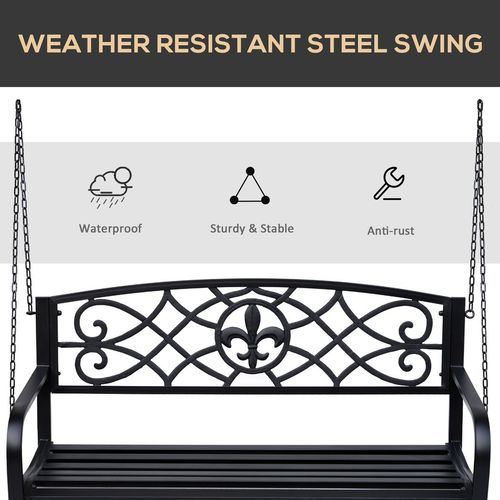 Elegant Steel Fleur-de-Lis Porch Swing Bench for Ultimate Outdoor Relaxation