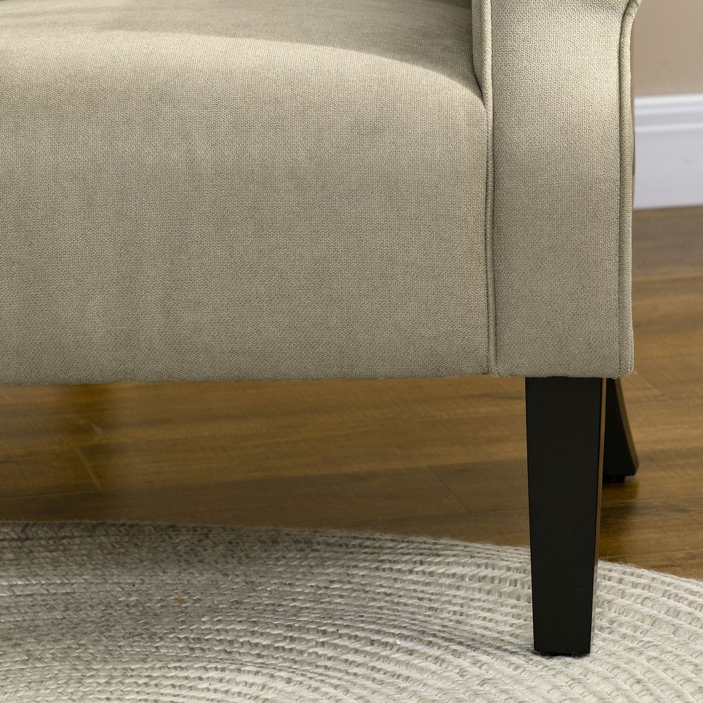 Upholstered Modern Accent Armchair with Wood Legs in Beige for Stylish Living Spaces
