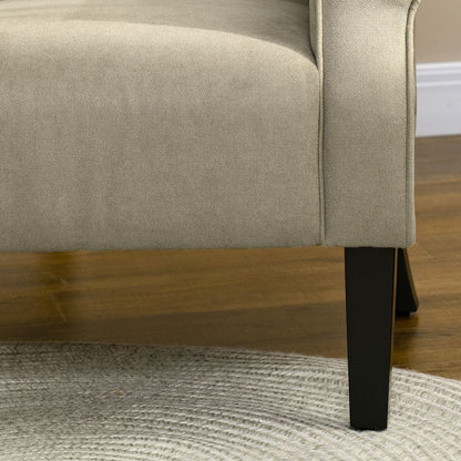 Upholstered Modern Accent Armchair with Wood Legs in Beige for Stylish Living Spaces