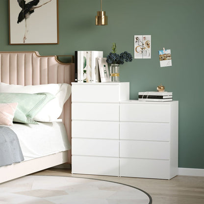 4-Drawer White Chest of Drawers, Elegant Storage Solution for Bedroom or Living Room