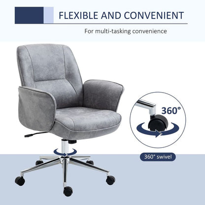 Light Grey Mid-Back Swivel Computer Office Chair for Enhanced Home Office Comfort