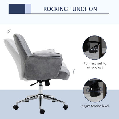 Light Grey Mid-Back Swivel Computer Office Chair for Enhanced Home Office Comfort