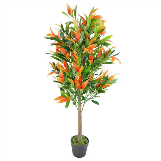 130cm Red & Green Artificial Ficus Tree - Vibrant Decor for Interiors