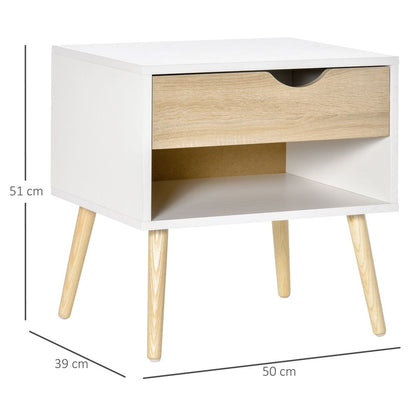 Modern Bedside Table with Drawer and Shelf, Stylish Nightstand for Bedroom or Living Room