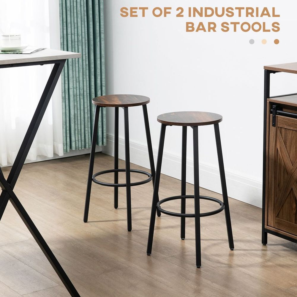 Set of 2 Counter Height Bar Stools for Dining Room or Kitchen