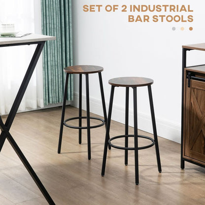 Set of 2 Counter Height Bar Stools for Dining Room or Kitchen