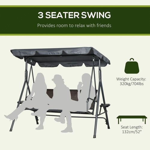 3-Seater Adjustable Canopy Garden Swing Bench - Stylish Comfort!