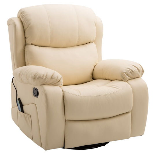 Beige Manual Massage Recliner Chair with Footrest and Remote Control for Comfort