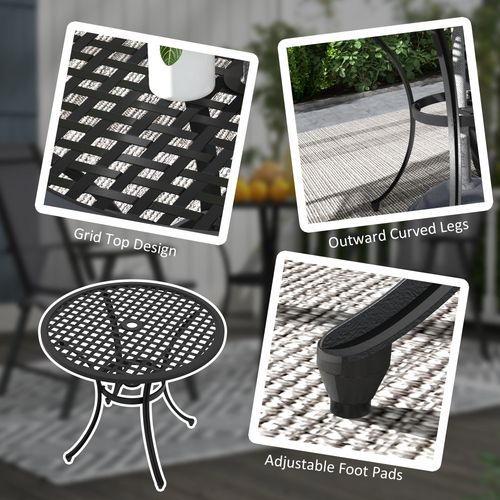 Black Cast Aluminium Bistro Table - Weather-Resistant with Umbrella Hole