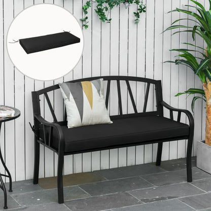 Waterproof Garden Bench Cushion for 2-Seater - Black Comfort Pad