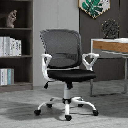 Black Mesh Home Office Chair with Lumbar Support, Armrests and Swivel Function