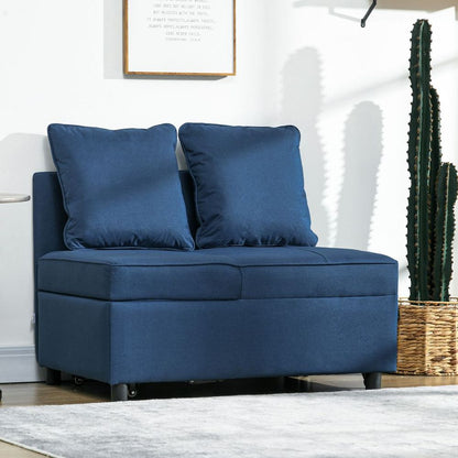 Folding Sleeper Sofa Bed Chair with Pillows and Pocket, Blue