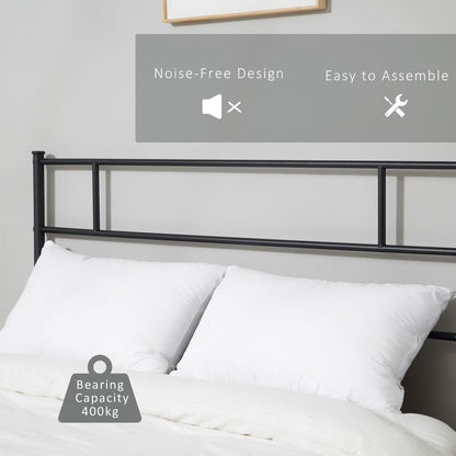 King-Sized Metal Bed Frame with Headboard and Footboard for Modern Bedrooms