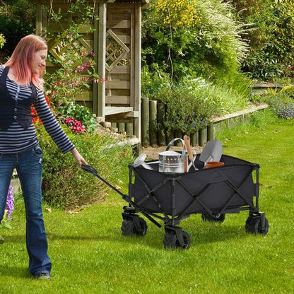 70kg Capacity Folding Beach Cart - Versatile Garden Trolley on Wheels