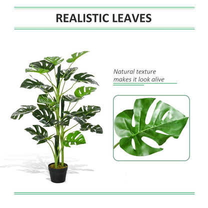 Artificial Monstera Tree with 21 Leaves, Indoor/Outdoor Palm Tree 1m for Tropical Aesthetics