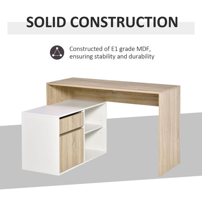 Oak and White L-Shaped Corner Computer Desk for Efficient Workspace Organisation