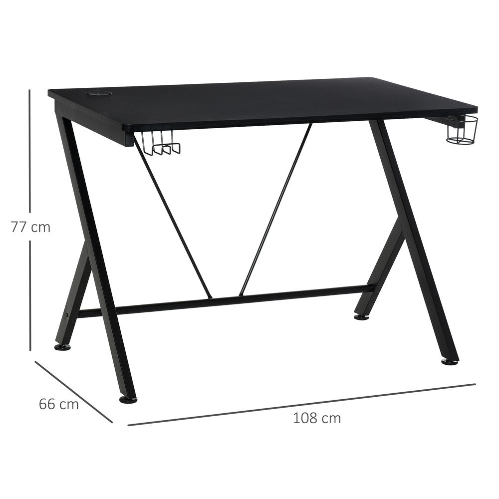 Black Metal Frame Gaming Desk Computer Table for Ultimate Gaming Experience