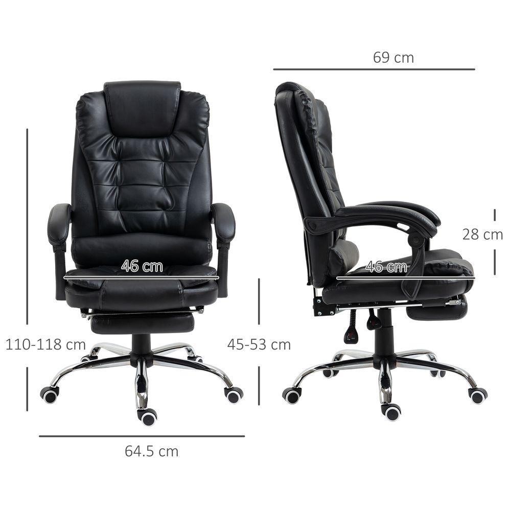 Black PU Leather High Back Office Chair with Swivel Wheels for Home Comfort