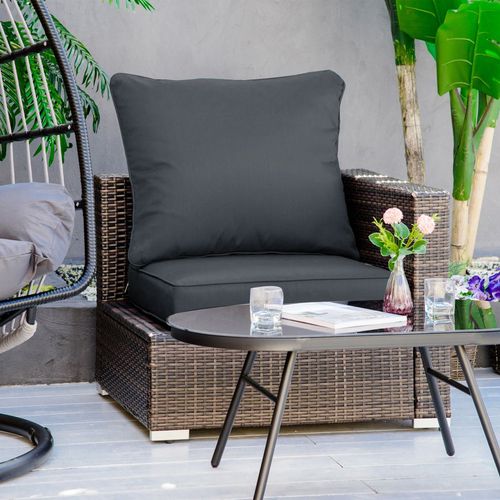 Outdoor Seat and Back Cushion Set, Deep Seating Chair Cushion, Grey