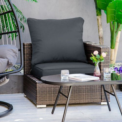 Outdoor Seat and Back Cushion Set, Deep Seating Chair Cushion, Grey