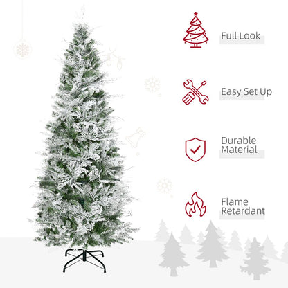 6FT Snow Flocked Artificial Christmas Tree with Pencil Shape for Festive Elegance