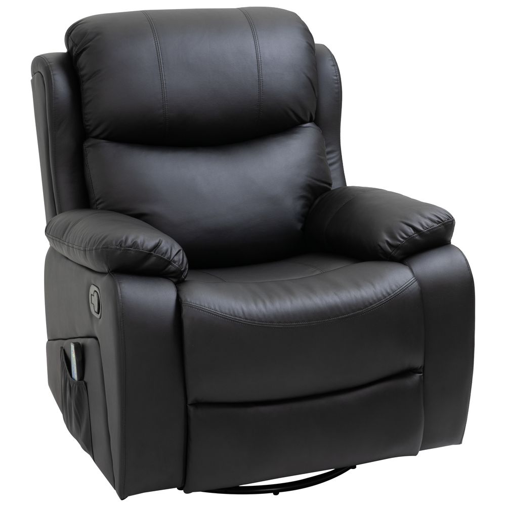 Black Manual Massage Recliner Chair with Footrest and Remote for Relaxation