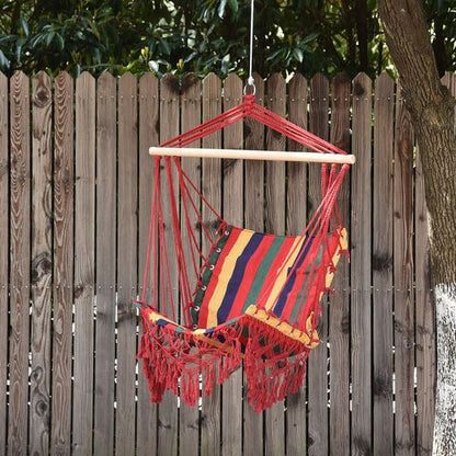 Vibrant Striped Hammock Chair - Indoor/Outdoor Comfort Swing