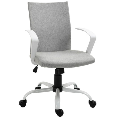 Light Grey Linen Swivel Office Chair for Home Study and Computer Desk Use