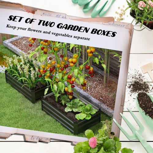 Durable Galvanised Raised Garden Beds - Set of 2 for Vibrant Growth!