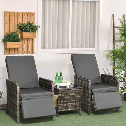 3-Piece Adjustable Rattan Bistro Set - Elegant Mix-Grey Comfort