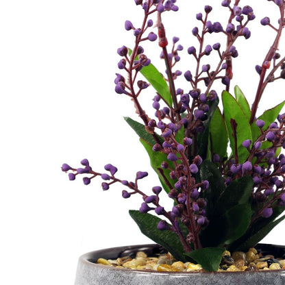 28cm Ceramic Blue Planter with Artificial Purple Vitex Negundo for Indoor Styling