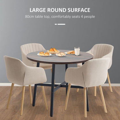 80cm Round Kitchen Table: Dining Table with Steel Legs for Small Spaces