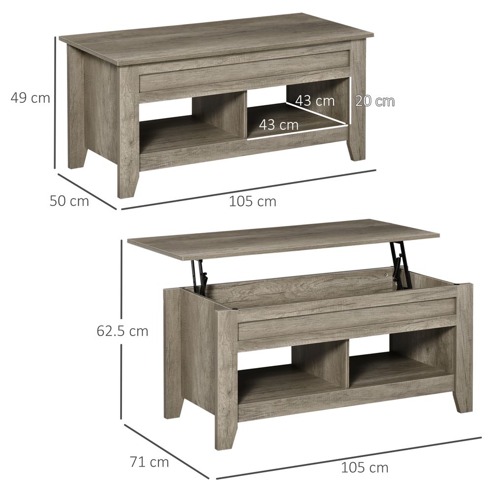 Oak Lift-Top Coffee Table: Hidden Storage Compartment & Shelves