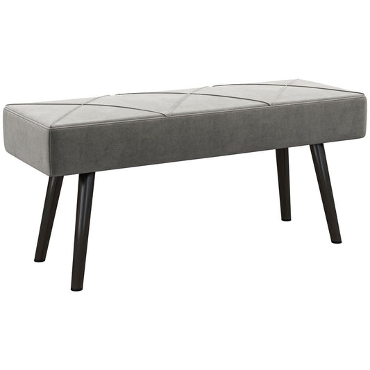 Grey Upholstered End of Bed Bench with Steel Legs for Stylish Bedroom and Hallway Seating