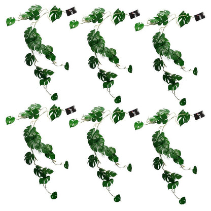 Set of 6 x 100cm Artificial Hanging Trailing Monstera Plants