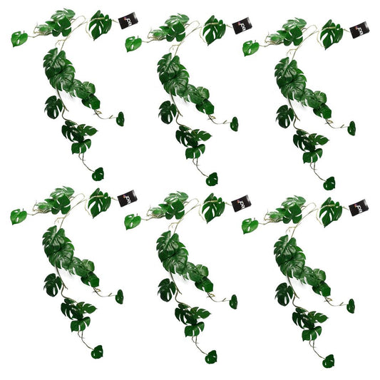 Set of 6 x 100cm Artificial Hanging Trailing Monstera Plants