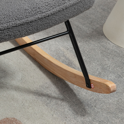 HOMCOM Wingback Rocking Chair for Nursing w/ Steel Frame and Wooden Base Grey