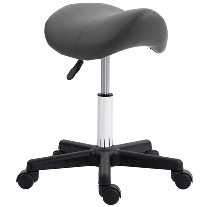 Grey Saddle Stool Adjustable Rolling Salon Chair for Massage and Beauty Treatments