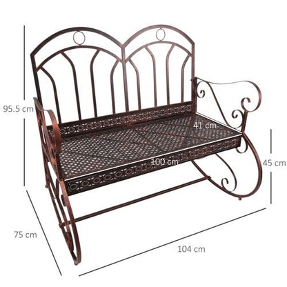 Elegant Metal Rocking Chair Loveseat Bench for Garden & Patio Relaxation