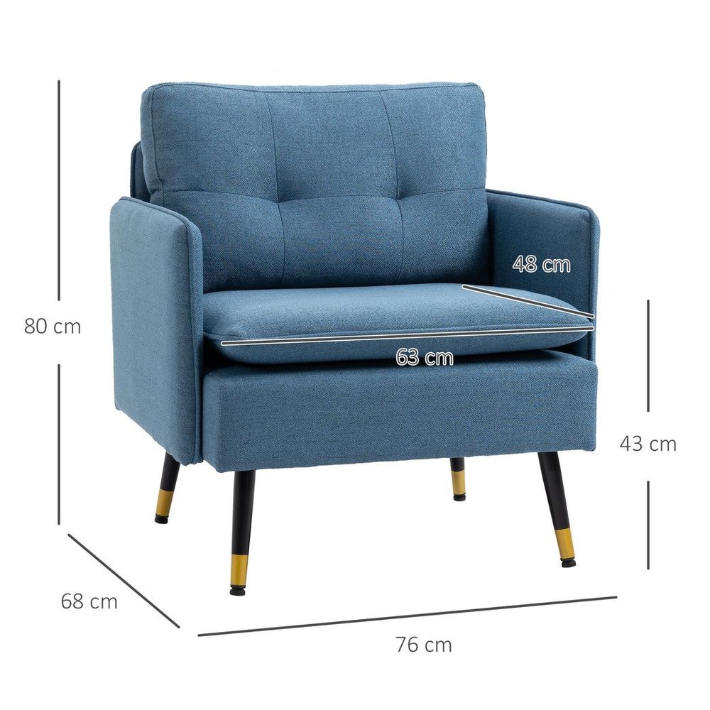 Dark Blue Tufted Modern Upholstered Armchairs for Stylish Bedroom Seating