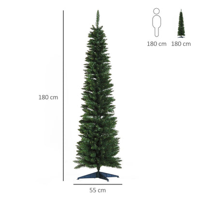 1.8m (6ft) Slim Tall Artificial Pine Pencil Christmas Tree - 390 Branch Tips