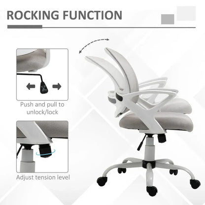Grey Mesh Home Office Swivel Chair with Lumbar Support and Adjustable Armrests