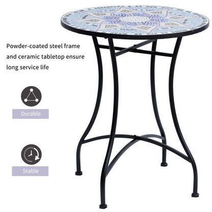 Vibrant Mosaic Round Patio Side Table - Ceramic Garden Table