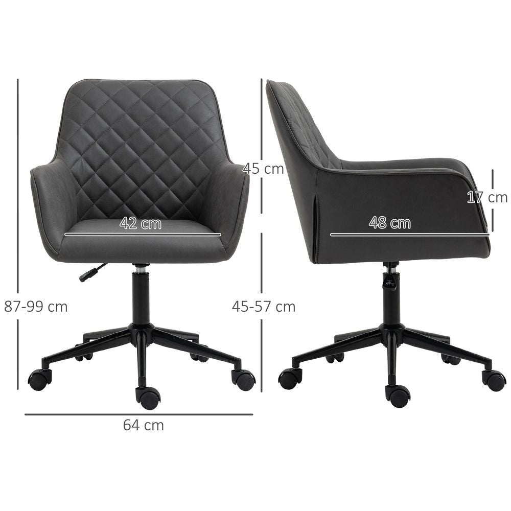 Argyle Office Chair with Leather-Feel Fabric for Home Study and Leisure on Wheels