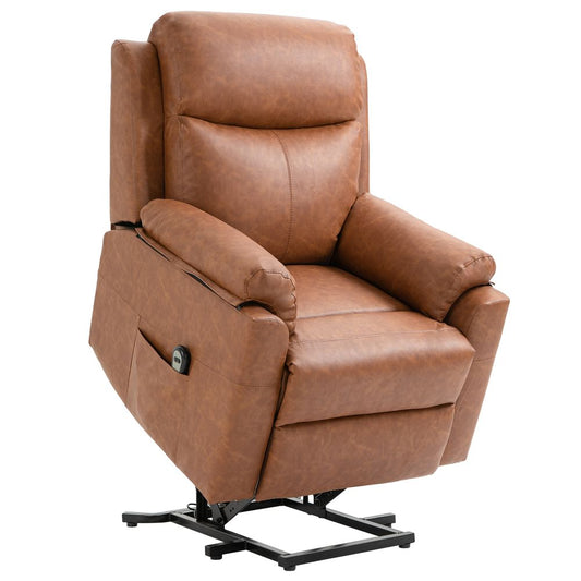 Brown Power Lift Chair with Electric Riser and Remote Control for Easy Comfort