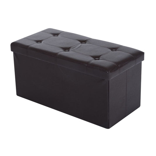 Folding Faux Leather Storage Cube Ottoman Bench Seat in Brown