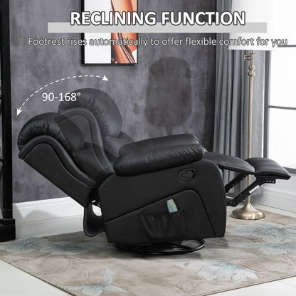 Black Manual Massage Recliner Chair with Footrest and Remote for Relaxation